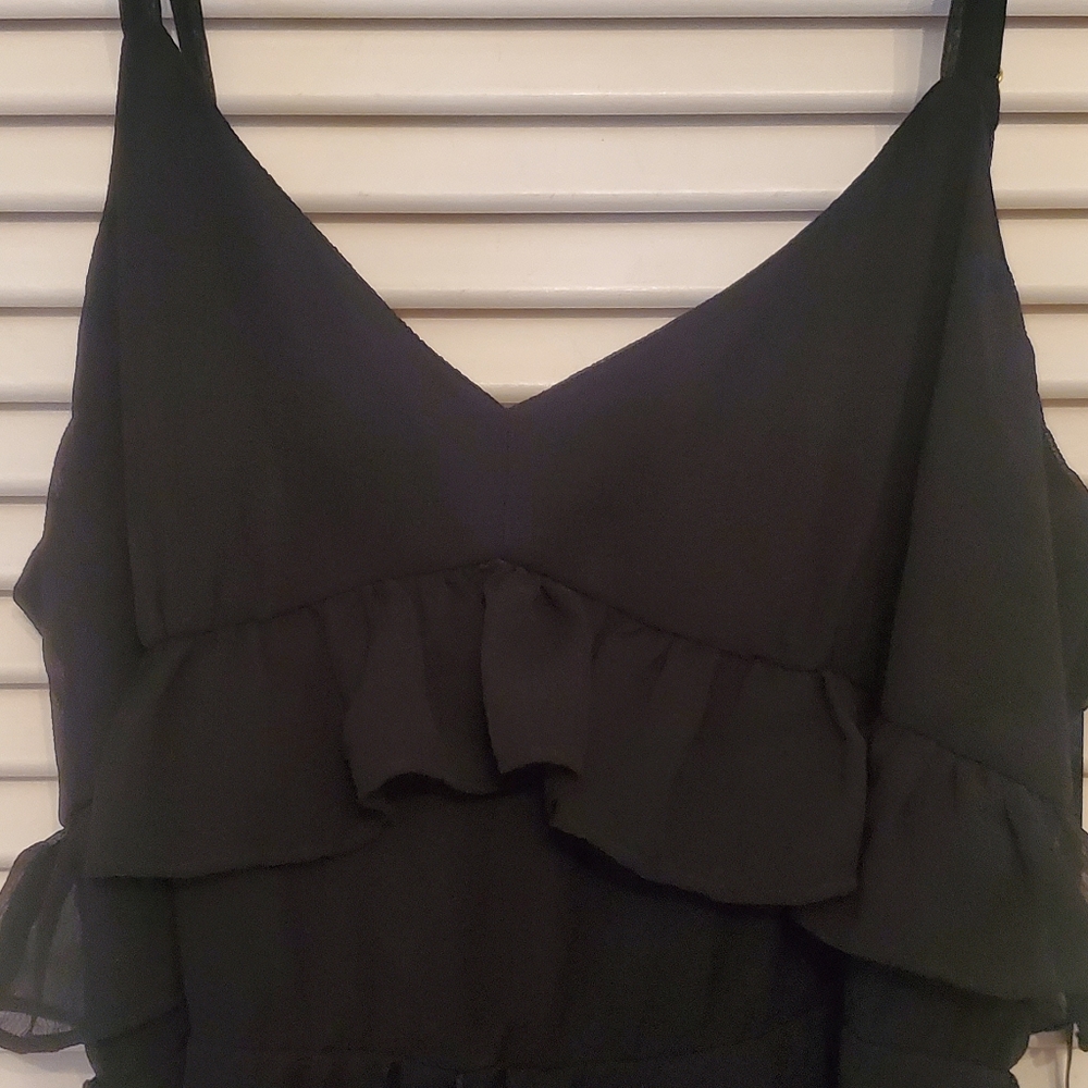 CALVIN KLINE BLACK RUFFLE DRESS - Picture 6 of 7